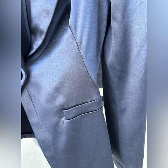 ALEXANDER MCQUEEN Midnight Blue Silk Tuxedo Blazer Jacket 38 - Picture 4 of 11
